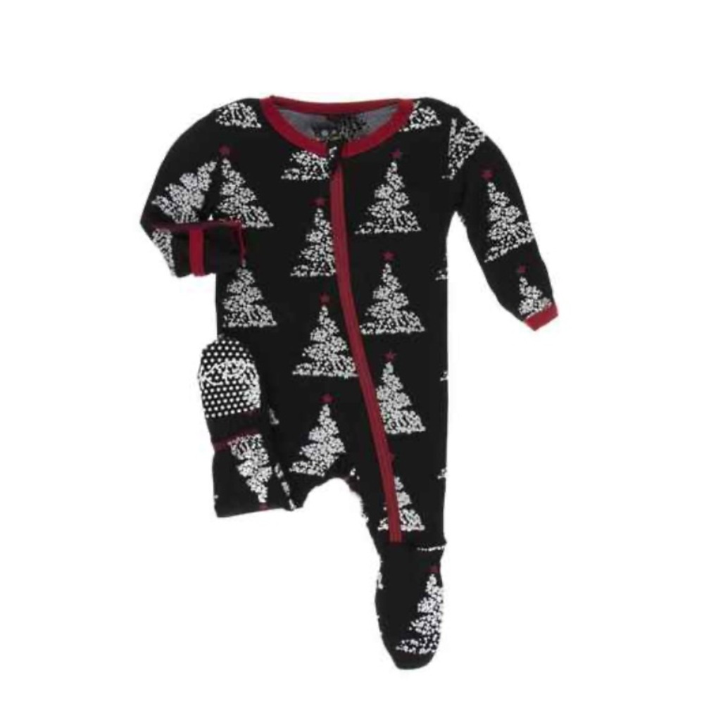 Kickee Pants Ruffle Footie Zipper Midnight Foil